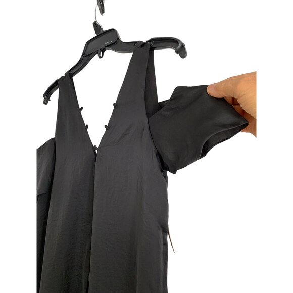 Rachel Rachel Roy Size S/M Black Double V Swing Dress Cold Shoulder Mini 6945 - Picture 9 of 16